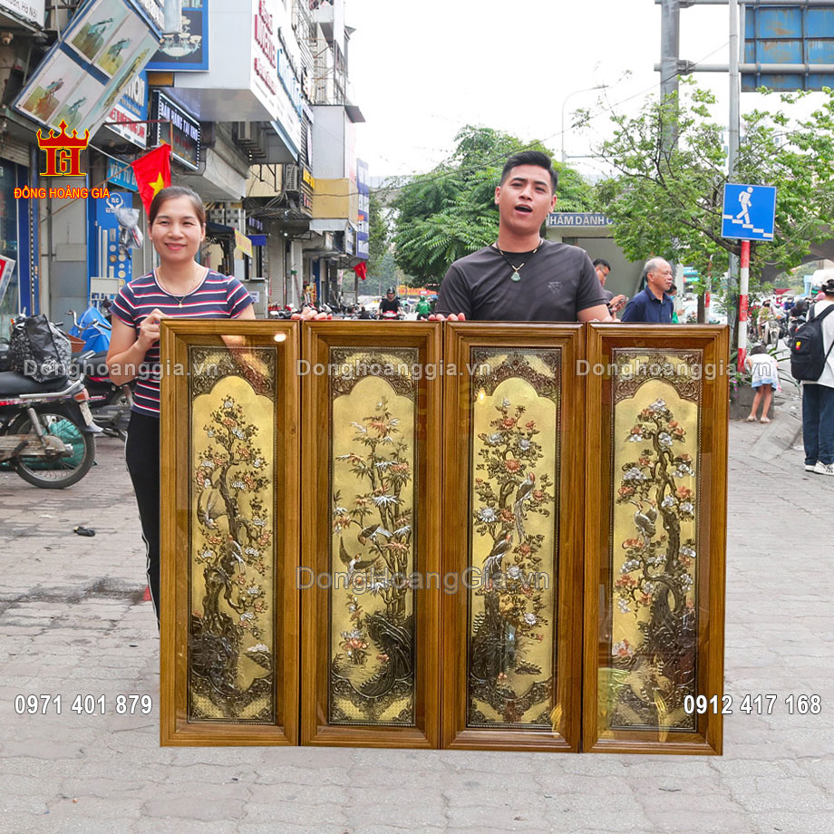 Bộ tứ quý tùng cúc trúc mai được chế tác hoàn toàn thủ công truyền thống